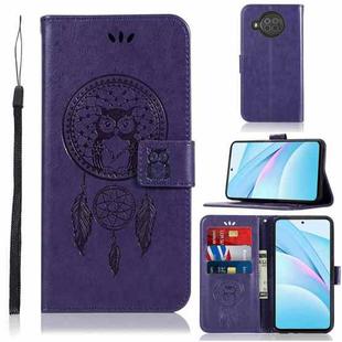 For Xiaomi Mi 10T Lite 5G Wind Chime Owl Embossing Pattern Horizontal Flip Leather Case with Holder & Card Slots & Wallet(Purple)