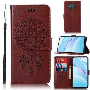 For Xiaomi Mi 10T Lite 5G Wind Chime Owl Embossing Pattern Horizontal Flip Leather Case with Holder & Card Slots & Wallet(Brown)