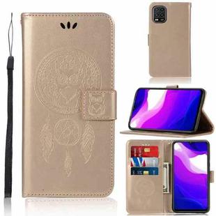 For Xiaomi Mi 10 Lite 5G Wind Chime Owl Embossing Pattern Horizontal Flip Leather Case with Holder & Card Slots & Wallet(Gold)