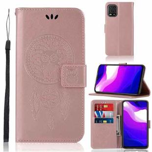 For Xiaomi Mi 10 Lite 5G Wind Chime Owl Embossing Pattern Horizontal Flip Leather Case with Holder & Card Slots & Wallet(Rose Gold)