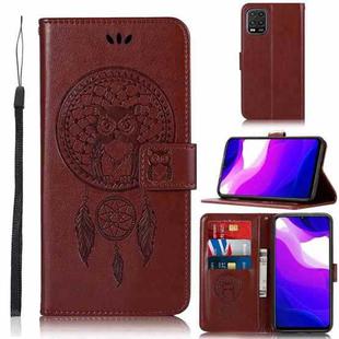 For Xiaomi Mi 10 Lite 5G Wind Chime Owl Embossing Pattern Horizontal Flip Leather Case with Holder & Card Slots & Wallet(Brown)