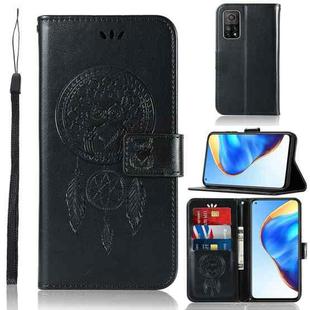 For Xiaomi Mi 10T 5G Wind Chime Owl Embossing Pattern Horizontal Flip Leather Case with Holder & Card Slots & Wallet(Black)