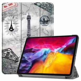 For iPad Pro 11 2022 / 2021 Colored Drawing Horizontal Flip PC + PU Leather Tablet Case with Three-folding Holder & Sleep / Wake-up Function(Eiffel Tower)