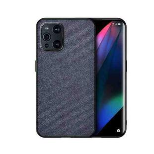 For OPPO Find X3 Shockproof Splicing PU + Cloth Protective Case(Dark Blue)