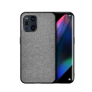 For OPPO Find X3 Shockproof Splicing PU + Cloth Protective Case(Grey)