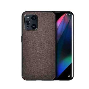 For OPPO Find X3 Shockproof Splicing PU + Cloth Protective Case(Brown)