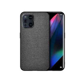 For OPPO Find X3 Shockproof Splicing PU + Cloth Protective Case(Black)