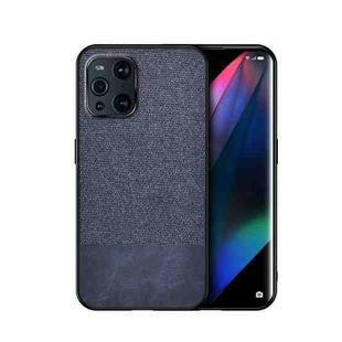 For OPPO Find X3 Shockproof Splicing PU + Cloth Protective Case(Stitching Dark Blue)