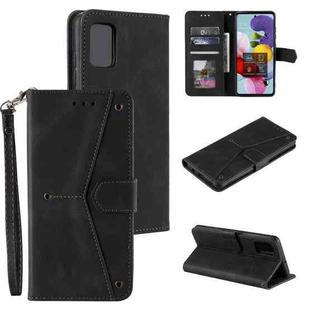 For Samsung Galaxy A52 5G / 4G Stitching Calf Texture Horizontal Flip Leather Case with Holder & Card Slots & Wallet(Black)