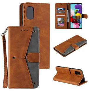 For Samsung Galaxy A52 5G / 4G Stitching Calf Texture Horizontal Flip Leather Case with Holder & Card Slots & Wallet(Brown)