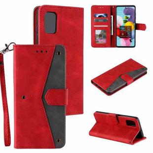 For Samsung Galaxy A72 5G / 4G Stitching Calf Texture Horizontal Flip Leather Case with Holder & Card Slots & Wallet(Red)