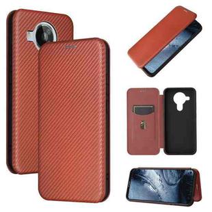 For Nokia 7.3 Carbon Fiber Texture Horizontal Flip TPU + PC + PU Leather Case with Card Slot(Brown)