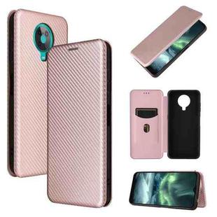For Nokia 6.3 Carbon Fiber Texture Horizontal Flip TPU + PC + PU Leather Case with Card Slot(Pink)