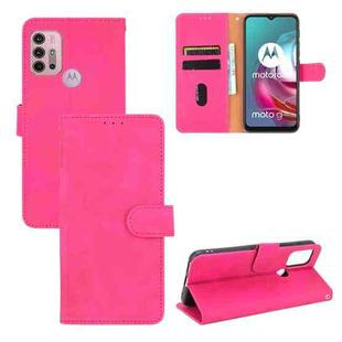 For Motorola Moto G30 / G10 Solid Color Skin Feel Magnetic Buckle Horizontal Flip Calf Texture PU Leather Case with Holder & Card Slots & Wallet(Rose Red)