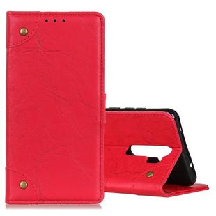 For OPPO A9 (2020) Copper Buckle Retro Crazy Horse Texture Horizontal Flip Leather Case with Holder & Card Slots & Wallet(Red)
