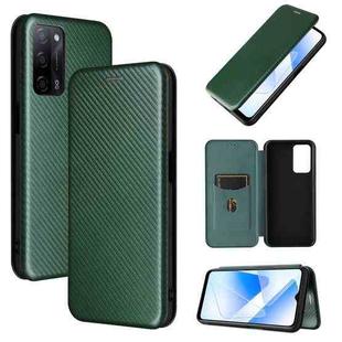 For OPPO A55 5G Carbon Fiber Texture Horizontal Flip TPU + PC + PU Leather Case with Card Slot(Green)