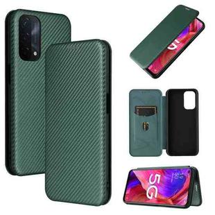 For OPPO A93 5G Carbon Fiber Texture Horizontal Flip TPU + PC + PU Leather Case with Card Slot(Green)