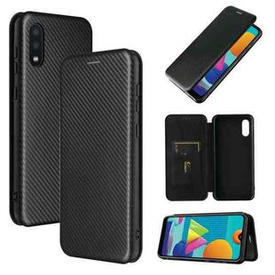 For Samsung Galaxy A02 / M02 Carbon Fiber Texture Horizontal Flip TPU + PC + PU Leather Case with Card Slot(Black)