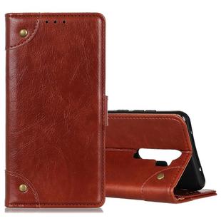 For OPPO A9 (2020) Copper Buckle Nappa Texture Horizontal Flip Leather Case with Holder & Card Slots & Wallet(Brown)