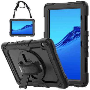 For Huawei MediaPad T5 Shockproof Colorful Silicone + PC Protective Case with Holder & Shoulder Strap & Hand Strap(Black)