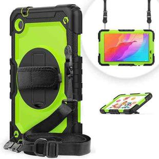 For Huawei MatePad T8 Shockproof Colorful Silicone + PC Protective Case with Holder & Shoulder Strap & Hand Strap(Black Yellow Green)
