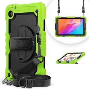 For Huawei MatePad T8 Shockproof Colorful Silicone + PC Protective Case with Holder & Shoulder Strap & Hand Strap(Yellow Green)