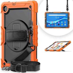 For Lenovo Tab M10 FHD Plus Shockproof Colorful Silicone + PC Protective Case with Holder & Shoulder Strap & Hand Strap(Orange)