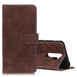 For OPPO A9 (2020) Crocodile Texture Horizontal Flip Leather Case with Holder & Wallet & Card Slots & Photo Frame(Brown)