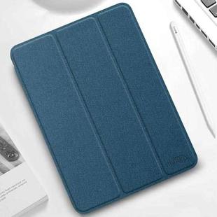 For iPad Pro 11 2022 / 2021 / 2020 Mutural YASHI Series TPU + PU Cloth Pattern Texture Horizontal Flip Leather Tablet Case with Three-folding Holder & Pen Slot & Wake-up / Sleep Function(Blue)