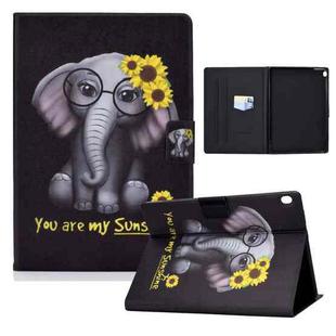 For Lenovo Tab M10 Colored Drawing Horizontal Flip Leather Case with Holder & Card Slots & Sleep / Wake-up Function(Chrysanthemum Elephant)