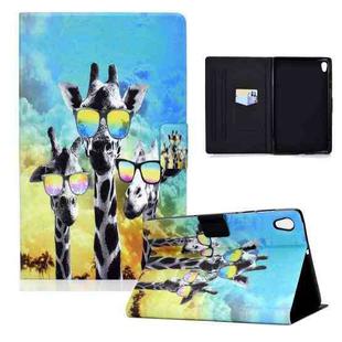 For Lenovo Tab M10 HD 2nd Gen TB-X306X Colored Drawing Horizontal Flip Leather Case with Holder & Card Slots & Sleep / Wake-up Function(Spectacled Deer)