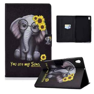 For Lenovo Tab M10 HD 2nd Gen TB-X306X Colored Drawing Horizontal Flip Leather Case with Holder & Card Slots & Sleep / Wake-up Function(Chrysanthemum Elephant)