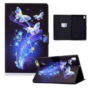For Lenovo Tab M10 HD 2nd Gen TB-X306X Colored Drawing Horizontal Flip Leather Case with Holder & Card Slots & Sleep / Wake-up Function(Butterfly Flower)