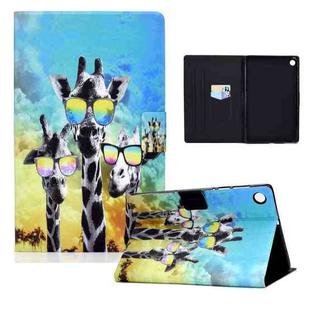 For Lenovo Tab M10 Plus Colored Drawing Horizontal Flip Leather Case with Holder & Card Slots & Sleep / Wake-up Function(Spectacled Deer)