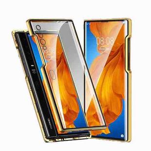 For Huawei Mate Xs Ultra Slim Double Sides Magnetic Adsorption Angular Frame Tempered Glass Magnet Flip Case(Gold)