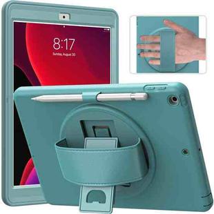360 Degree Rotation PC + TPU Protective Case with Holder & Hand-strap & Pen Slot For iPad 10.2 2021 / 2020 / 2019(Light Blue)