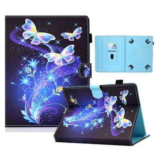 For 7 inch Tablet Electric Pressed TPU Colored Drawing Horizontal Flip Leather Case with Holder & Pen Slot(Butterflies Flower)