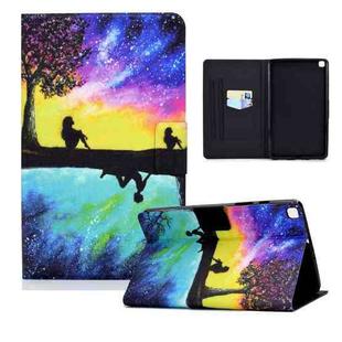 For Samsung Galaxy Tab A 10.1 (2019) T510 Electric Pressed TPU Colored Drawing Horizontal Flip Leather Case with Holder & Pen Slot(Starry Sky Reflection)