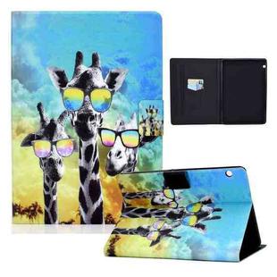 For Huawei MediaPad T5 10 Electric Pressed TPU Colored Drawing Horizontal Flip Leather Case with Holder & Pen Slot(Glasses Giraffe)