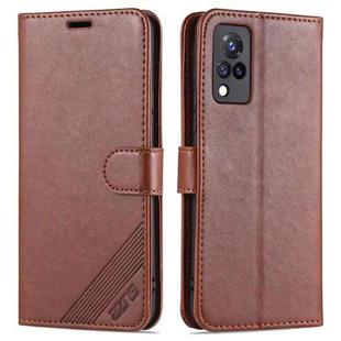 For vivo S9 AZNS Sheepskin Texture Horizontal Flip Leather Case with Holder & Card Slots & Wallet(Brown)