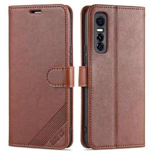 For vivo s7e AZNS Sheepskin Texture Horizontal Flip Leather Case with Holder & Card Slots & Wallet(Brown)