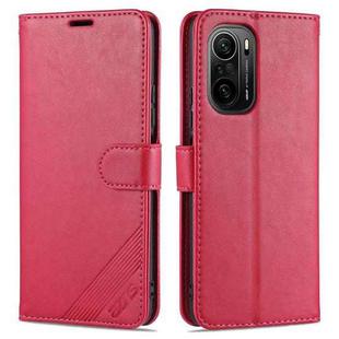 For Xiaomi Redmi K40 AZNS Sheepskin Texture Horizontal Flip Leather Case with Holder & Card Slots & Wallet(Red)