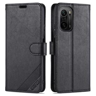 For Xiaomi Redmi K40 AZNS Sheepskin Texture Horizontal Flip Leather Case with Holder & Card Slots & Wallet(Black)