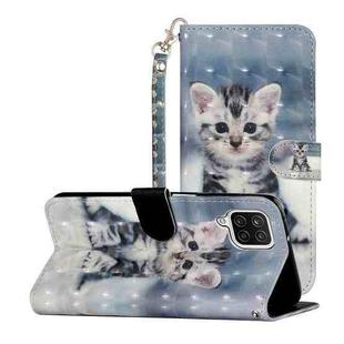 For Samsung Galaxy A12 3D Pattern Horizontal Flip Leather Case with Holder & Card Slots & Wallet(Kitten)