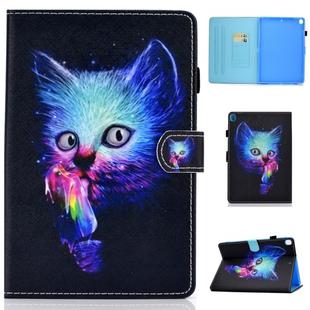 For iPad 10.2 2021 / 2020 / 2019 Colored Drawing Horizontal Flip Leather Case with Holder & Card Slots & Sleep / Wake-up Function(Magic Cat)