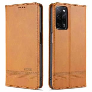 For Oppo A55 5G AZNS Magnetic Calf Texture Horizontal Flip Leather Case with Card Slots & Holder & Wallet(Yellow)