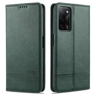 For Oppo A55 5G AZNS Magnetic Calf Texture Horizontal Flip Leather Case with Card Slots & Holder & Wallet(Dark Green)