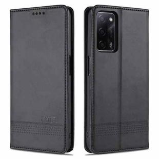 For Oppo A55 5G AZNS Magnetic Calf Texture Horizontal Flip Leather Case with Card Slots & Holder & Wallet(Black)