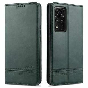 For Honor V40 5G AZNS Magnetic Calf Texture Horizontal Flip Leather Case with Card Slots & Holder & Wallet(Dark Green)