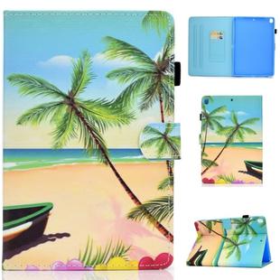 For iPad 10.2 2021 / 2020 / 2019 Colored Drawing Horizontal Flip Leather Case with Holder & Card Slots & Sleep / Wake-up Function(Beach)